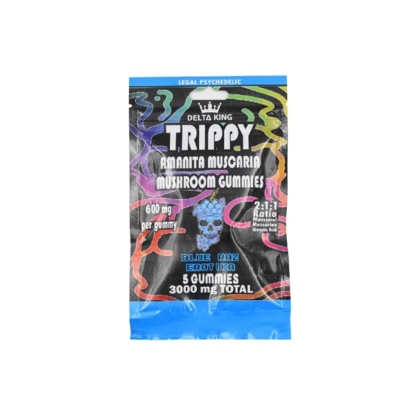 DELTA KING TRIPPY AMANITA MUSCAIRA MUSHROOM GUMMIES 3000MG BLUE RAZ EROTIKA